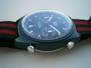 Rare 1970’s Heuer Monza economy vintage sport chronograph wristwatch cal.  12 7