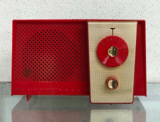Rare Vintage Westinghouse 1957 Red Gold Tube Radio H577T4 Eames Space Age Mod 2