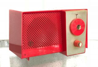 Rare Vintage Westinghouse 1957 Red Gold Tube Radio H577T4 Eames Space Age Mod 3