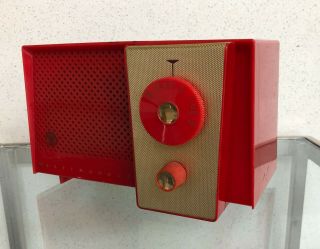 Rare Vintage Westinghouse 1957 Red Gold Tube Radio H577T4 Eames Space Age Mod 4