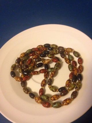 27x faux Scottish agate rainbow glass art deco flapper necklace 47 