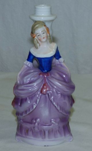 Old German Porcelain Figural Colonial Lady Table Boudoir Lamp Base Germany 6050