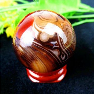 65g Brown Madagascar Crazy Lace Silk Banded Agate Tumbled Ball 36mm Aw15733