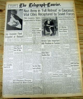2 1942 - 1943 Ww Ii Newspapers Russia Army Defeats Nazi Germany Battle Stalingrad