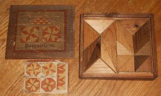 1872 Antique Game Parquetspiel Art of Parqueter Wood Box Puzzle 3