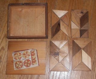 1872 Antique Game Parquetspiel Art of Parqueter Wood Box Puzzle 4