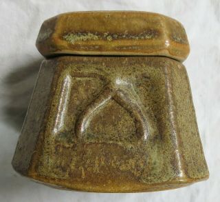 Arts&Crafts Covered Pottery Inkwell Fulper Vasekraft Matte Glaze Vtg Old Antique 4