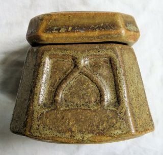 Arts&Crafts Covered Pottery Inkwell Fulper Vasekraft Matte Glaze Vtg Old Antique 5