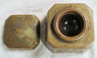 Arts&Crafts Covered Pottery Inkwell Fulper Vasekraft Matte Glaze Vtg Old Antique 6