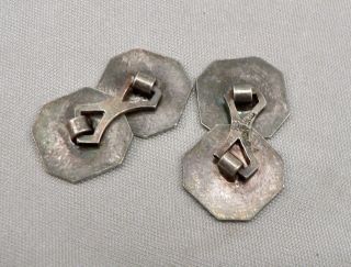 Vintage Art Deco STERLING Silver Guilloche Enamel Cufflinks Cuff Button Links 5