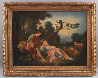 Antique Classical Romantic Oil Painting,  Sleeping Shepherdess,  after F.  Boucher 2