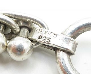 MEXICO 925 Silver - Vintage Ball Bead Modernist Linked Chain Bracelet - B4891 4