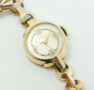 Vintage Elgin 21j 14k Gold Retro Design Art Deco Ladies Wristwatch To Restore