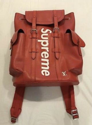 Louis Vuitton X Supreme Christopher Red Supreme Backpack Rare