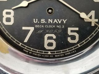 WWI ERA Chelsea Ship ' s Deck Clock No.  3 Chromed Brass Serial 19769 RUNS 2