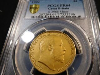 D65 Great Britain 1902 Gold £2 S - 3968 Pcgs Matte Proof - 64 Extremely Rare