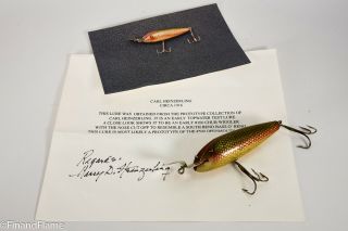 Vintage Awesome Creek Chub Wiggler Prototype Lure With Letter Shown In Book Jt1