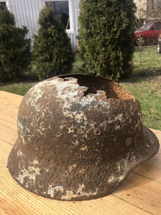 WW II WW2 German Helmet M 40 Battlefield Relic From Kurland 3