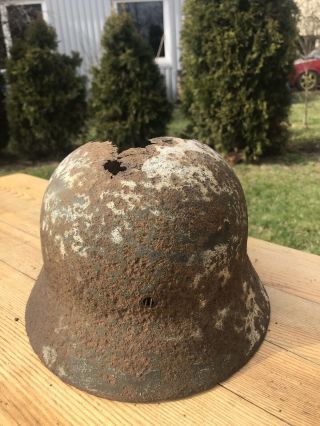 WW II WW2 German Helmet M 40 Battlefield Relic From Kurland 4