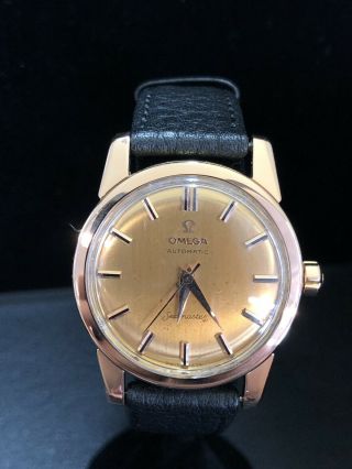Vintage 1956 Omega Seamaster Automatic 18k Solid Rose Gold With Rare Gold Dial