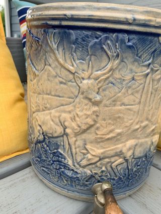 Estate ANTIQUE 3 Gallon BLUE White STONEWARE WATER COOLER Stag Redwing Roseville 2