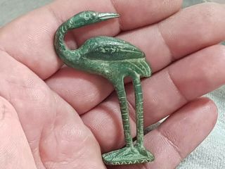 Exeptional Extremely Rare Intact Ancient Bronze Statue Of A Bird 30,  7 Gr.  64 Mm