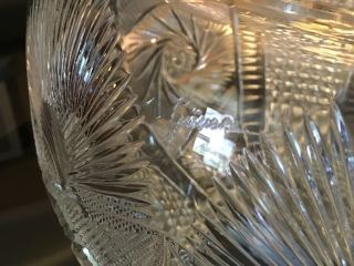 Vintage Brilliant Cut Glass Center Vase Signed “Yasemin” Colossal 14”H 5