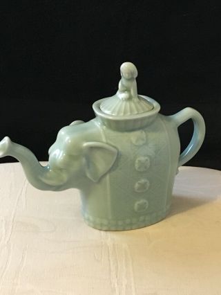 Vintage Light Green Elephant Tea Pot