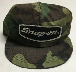 Vtg Snap On Tools Trucker Hat K Brand Made In The Usa Patch Cap Camo Equipment