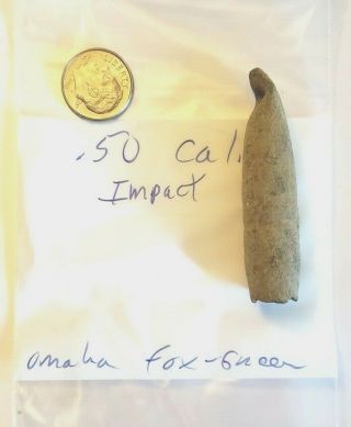 Ww2 Us.  50 Impact Relic From Fox Green Sector Omaha Beach D - Day