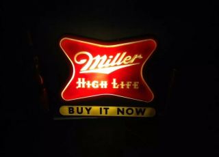 Vintage MILLER BEER LIGHT UP SIGN w Beer Can & Bottle LAKESIDE PLASTICS Mfg 6