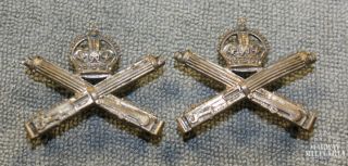 Ww2era,  Canadian Machine Gun Corps Officers Collar Badge Pair (17423)