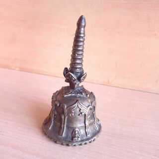 7 Old Antique Asian Tibetan / Nepal Bronze Statue Carved Bell