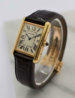 Rare 18K Cartier Tank Louis Wristwatch Ref 2441 With 18K Deployment Clasp 2
