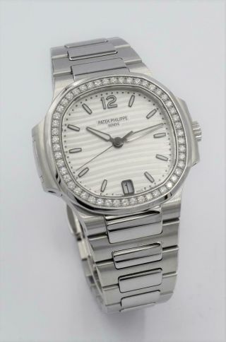 Rare Ladies Steel Diamond Patek Philippe Nautilus Wristwatch Ref 7018/1a - 001