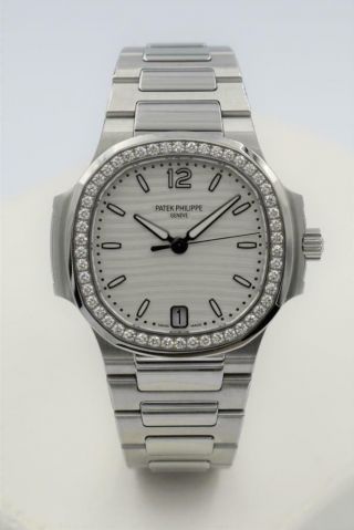 Rare Ladies Steel Diamond Patek Philippe Nautilus Wristwatch Ref 7018/1A - 001 2