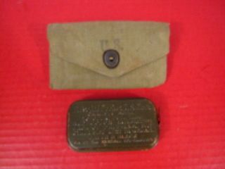Wwii Us Army/usmc M1924 Khaki First Aid Pouch & Carlisle Bandage 1942 - 2