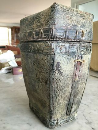 Burmese antique vintage woven basket with lid 3