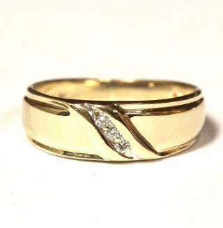 14k Yellow Gold.  06ct Diamond Mens Wedding Band Ring 3.  9g Gents Vintage Estate