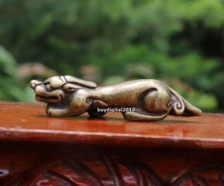 6 Cm China Bronze Foo Dog Lion Kylin Pixiu Wealth Animal Beast Amulet Sculpture