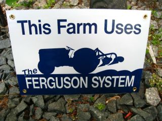 Vintage Ford Tractor Ferguson System Farm Gas Oil 12 " X 8 " Porcelain Enamel Sign