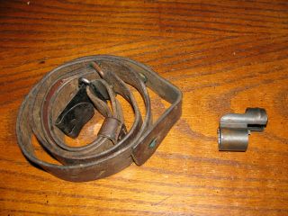 Swedish Mauser Rifle Leather Sling And Front Sight Hood M96 M38 6.  5x55 Military