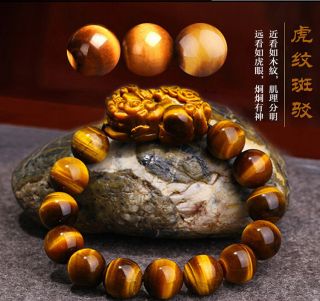 16mm Natural Colorful Tiger Eye Stone Gemstone Beads Pixiu Men Jewelry Bracelet