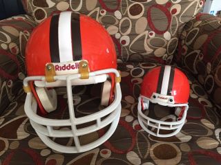 Vintage Riddell Cleveland Browns Football Helmet With Matching Mini Helmet
