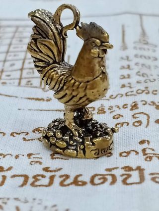 Chicken Rooster Lucky Rich Thai Miracle Amulet Pendant Rope Necklace Thai Magic