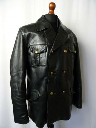 Men ' s Rare Vintage 1960 ' s Horsehide Leather German Police Jacket 44R (L) 3