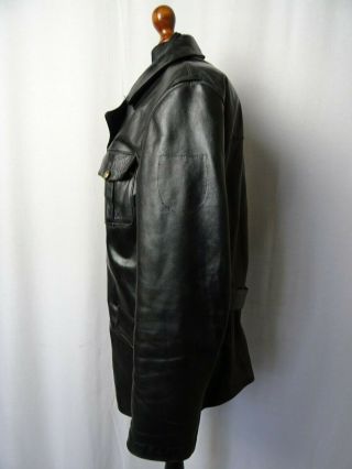 Men ' s Rare Vintage 1960 ' s Horsehide Leather German Police Jacket 44R (L) 7