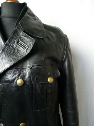 Men ' s Rare Vintage 1960 ' s Horsehide Leather German Police Jacket 44R (L) 8