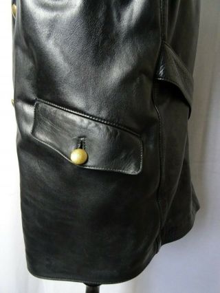 Men ' s Rare Vintage 1960 ' s Horsehide Leather German Police Jacket 44R (L) 9