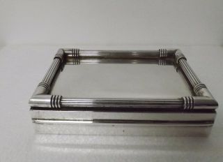 Vintage Art Deco Silverplated Silver Plated Cigar Cigarette Box Mirrored Lid